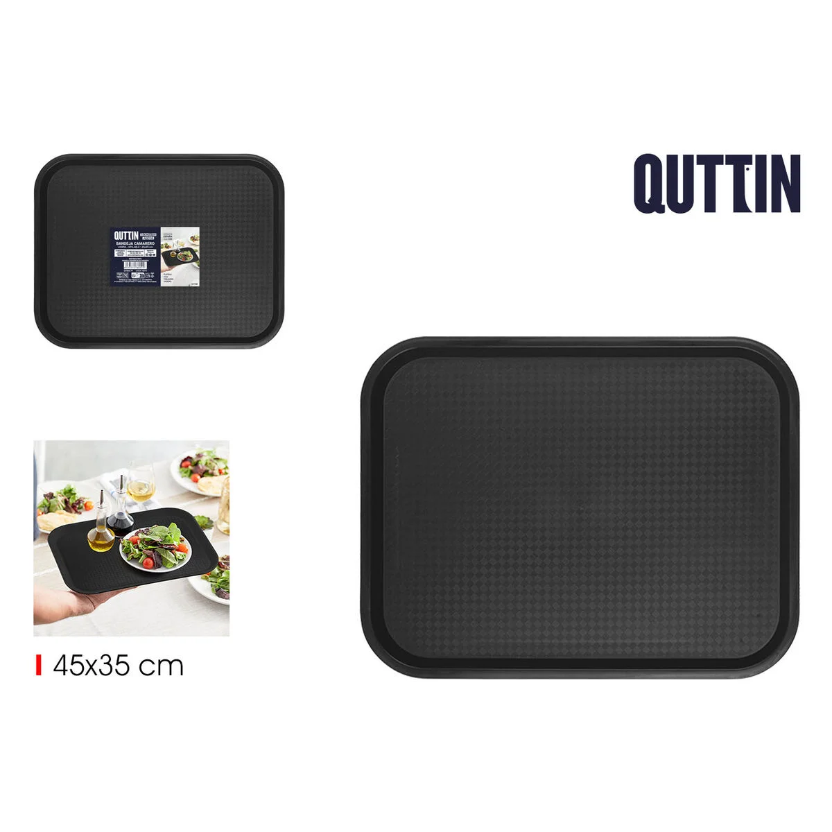 Bandeja Quttin Negro 45 x 35 cm (24 Unidades)
