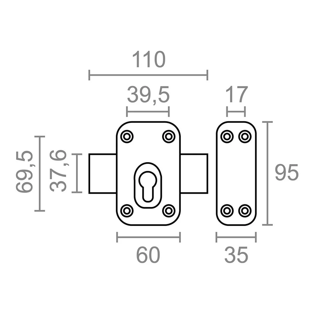 Cerradura de sobreponer Micel crr16 Acero Gris