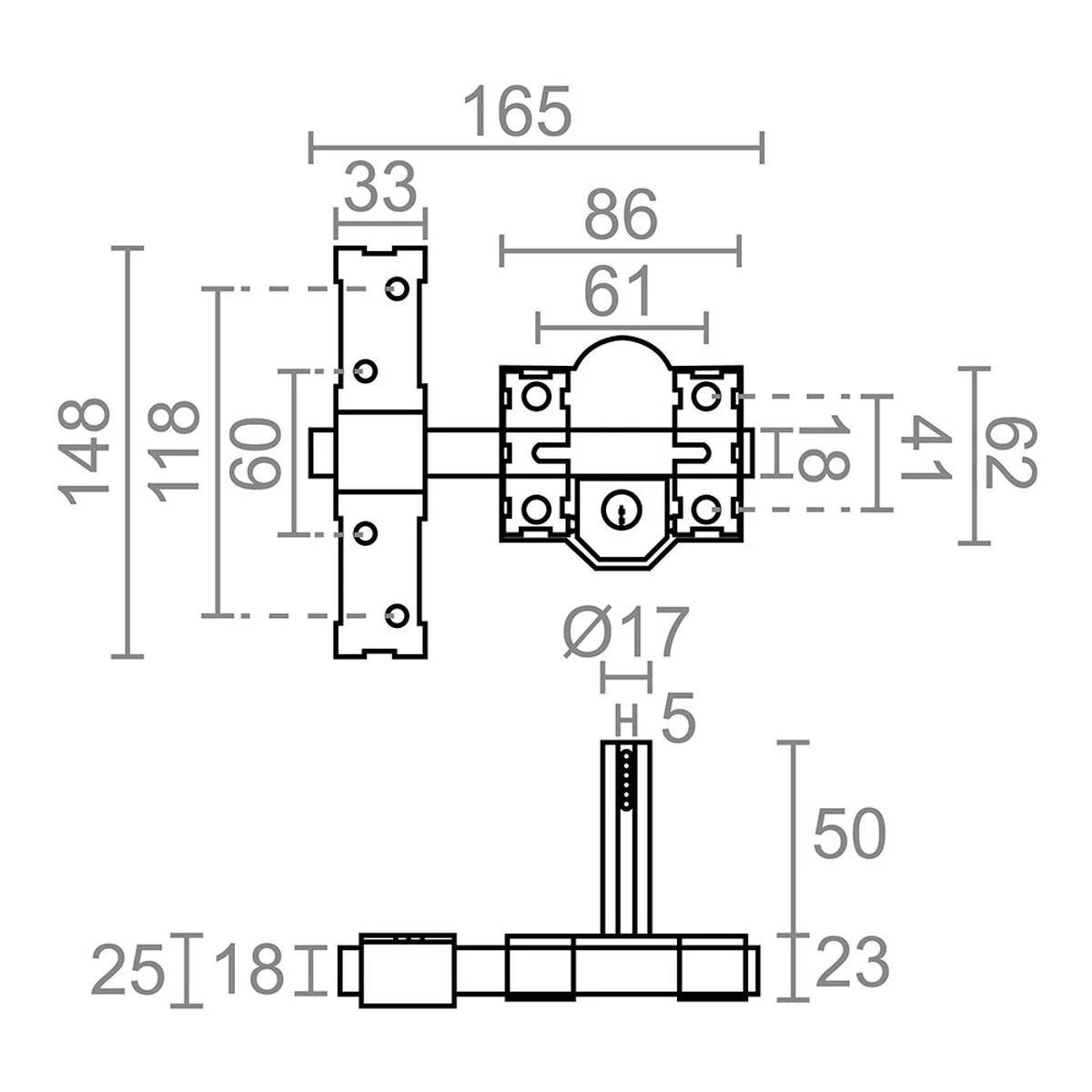 Cerrojo de seguridad Micel crr09 86l/50 Acero Níquel 50 mm Sobreponer