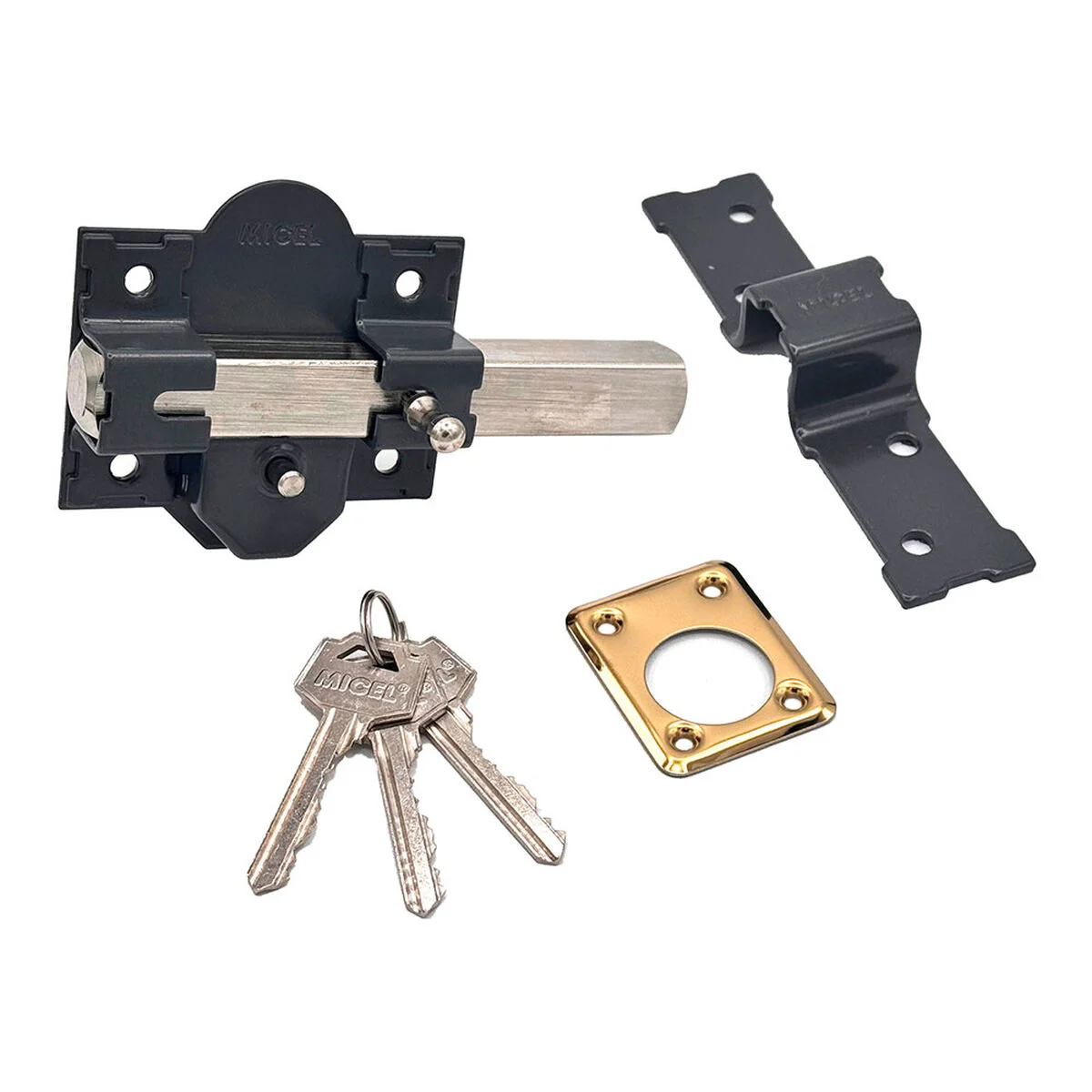Cerrojo de seguridad Micel crr12 86b/50 mm Acero Gris 50 mm Sobreponer