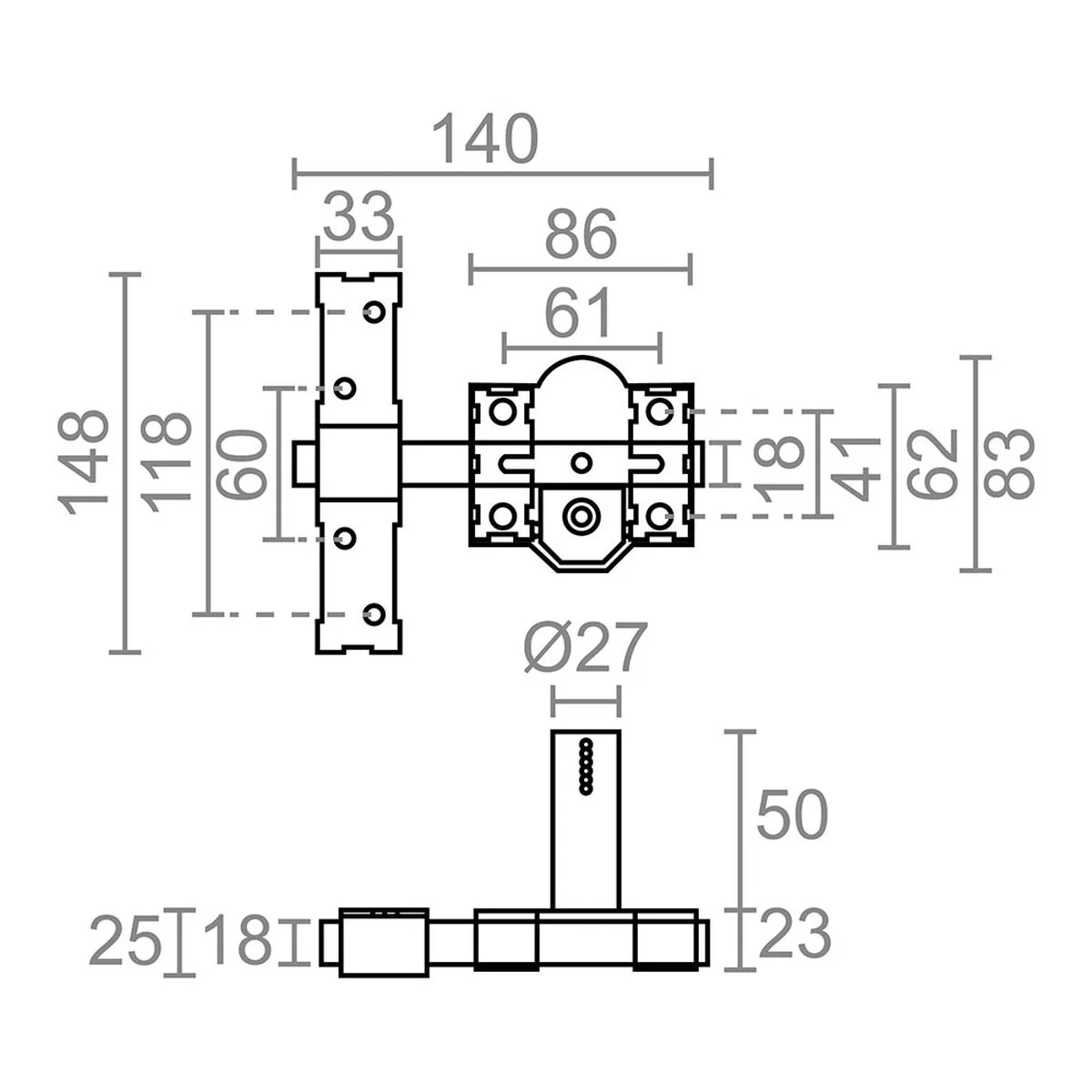 Cerrojo de seguridad Micel crr12 86b/50 mm Acero Gris 50 mm Sobreponer