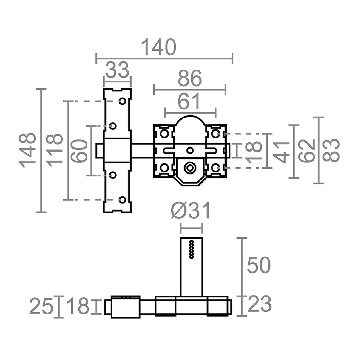Cerrojo de seguridad Micel crr10 86b/50 Acero Latón 50 mm Sobreponer