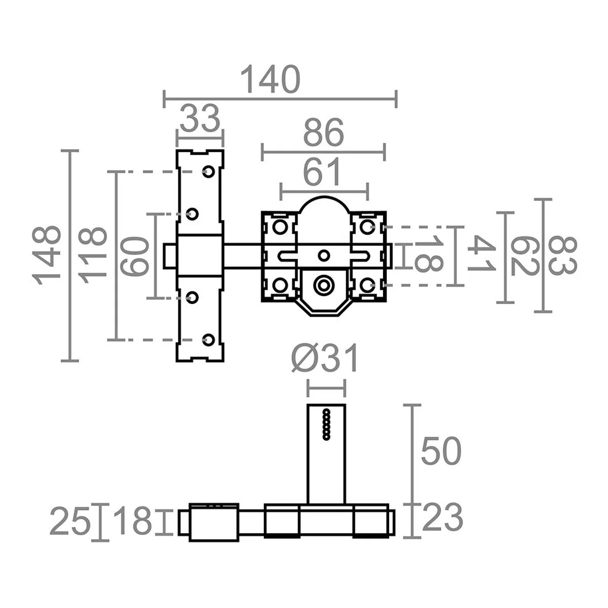 Cerrojo de seguridad Micel crr10 86b/50 Acero Níquel 50 mm Sobreponer