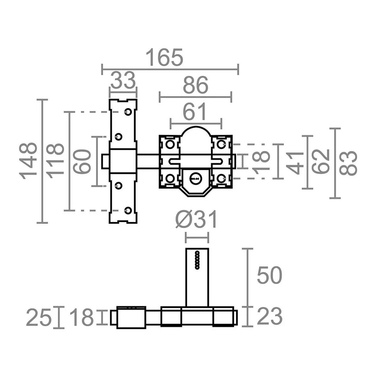 Cerrojo de seguridad Micel crr11 86l/50 Acero Latón 50 mm Sobreponer