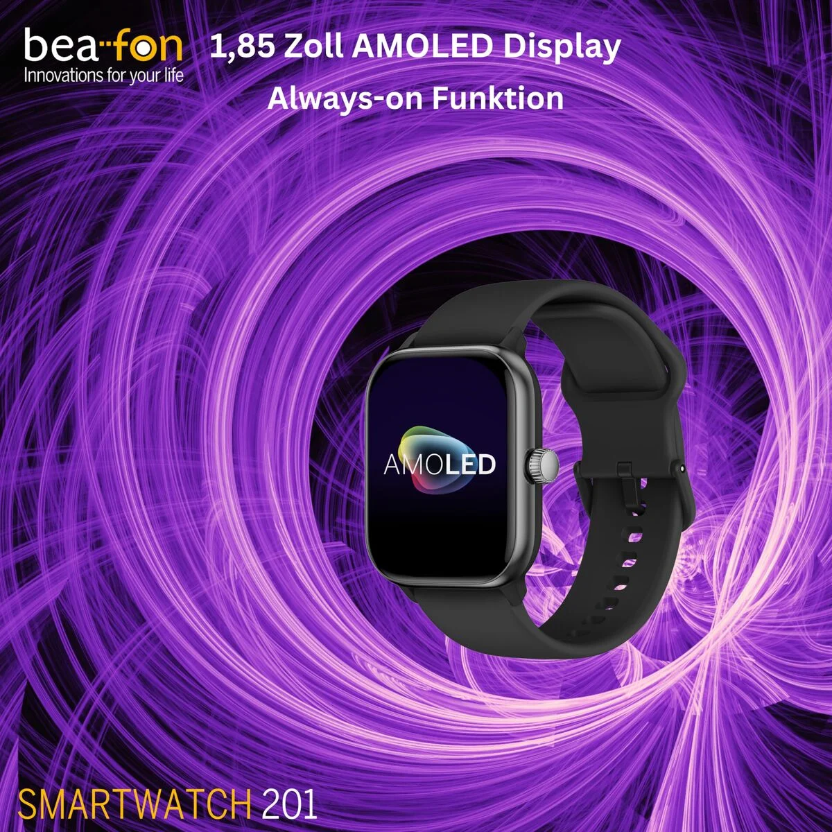 Smartwatch beafon WATCH 201 1,85" Negro Plateado