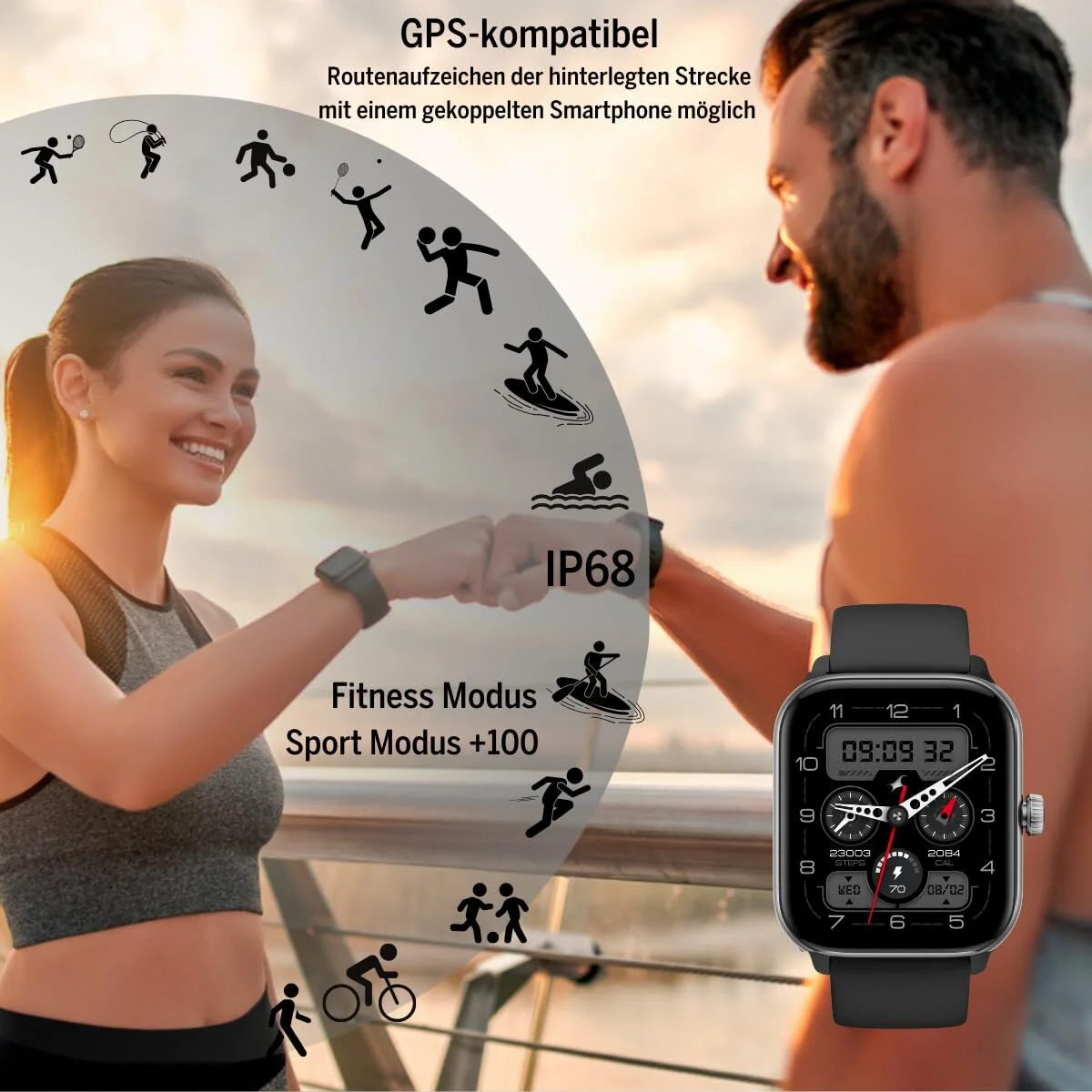 Smartwatch beafon WATCH 201 1,85" Negro Plateado