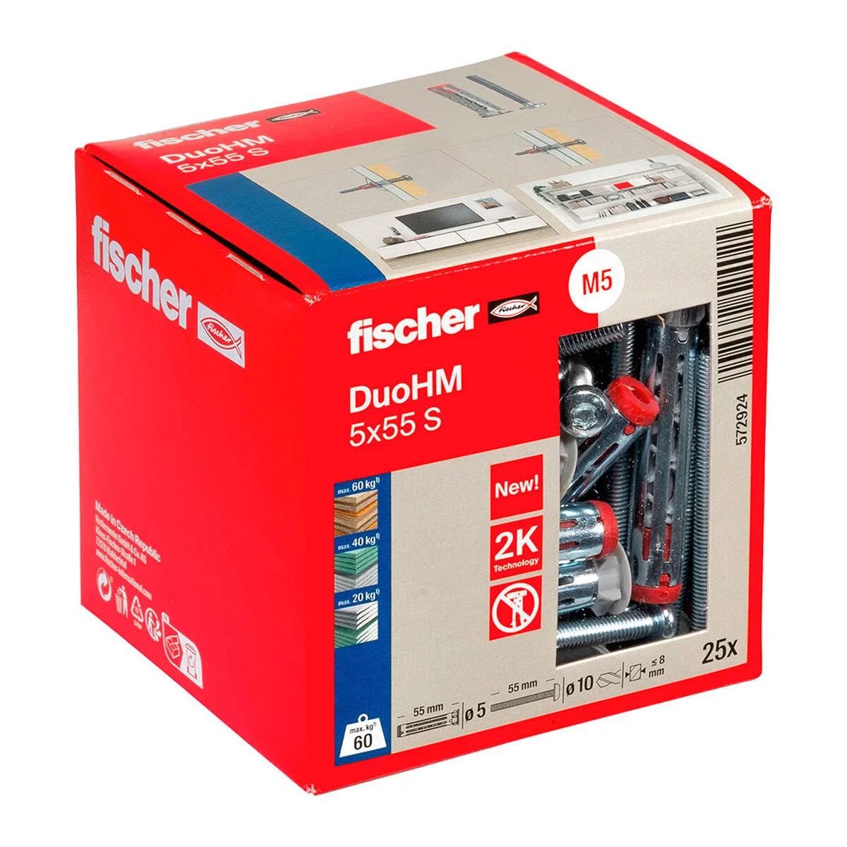 Tacos y tornillos Fischer DUO HM Ø 10 x 55 mm (25 Unidades)