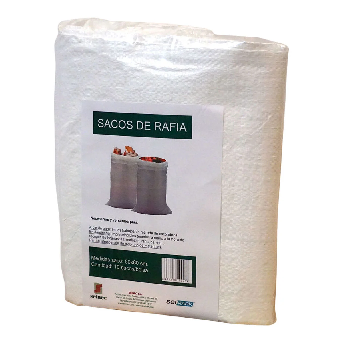 Saco de Escombros Seimark Blanco Rafia 60 x 100 cm (10 Unidades)