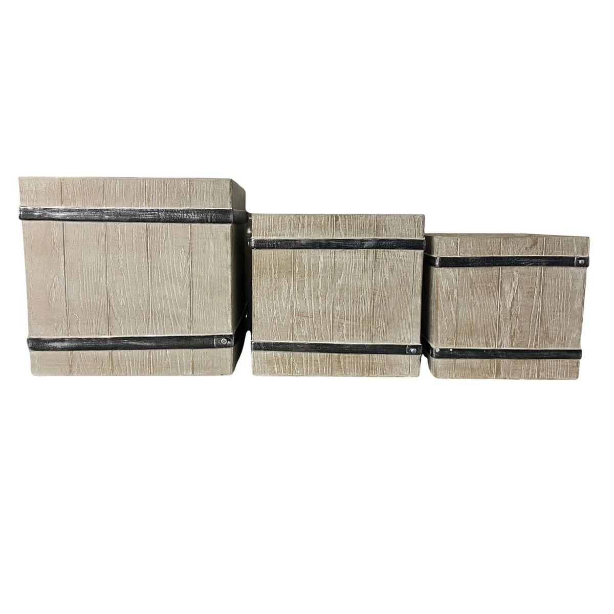 Macetero Home ESPRIT Marrón Magnesio Cottage 44 x 44 x 43 cm (3 Piezas)