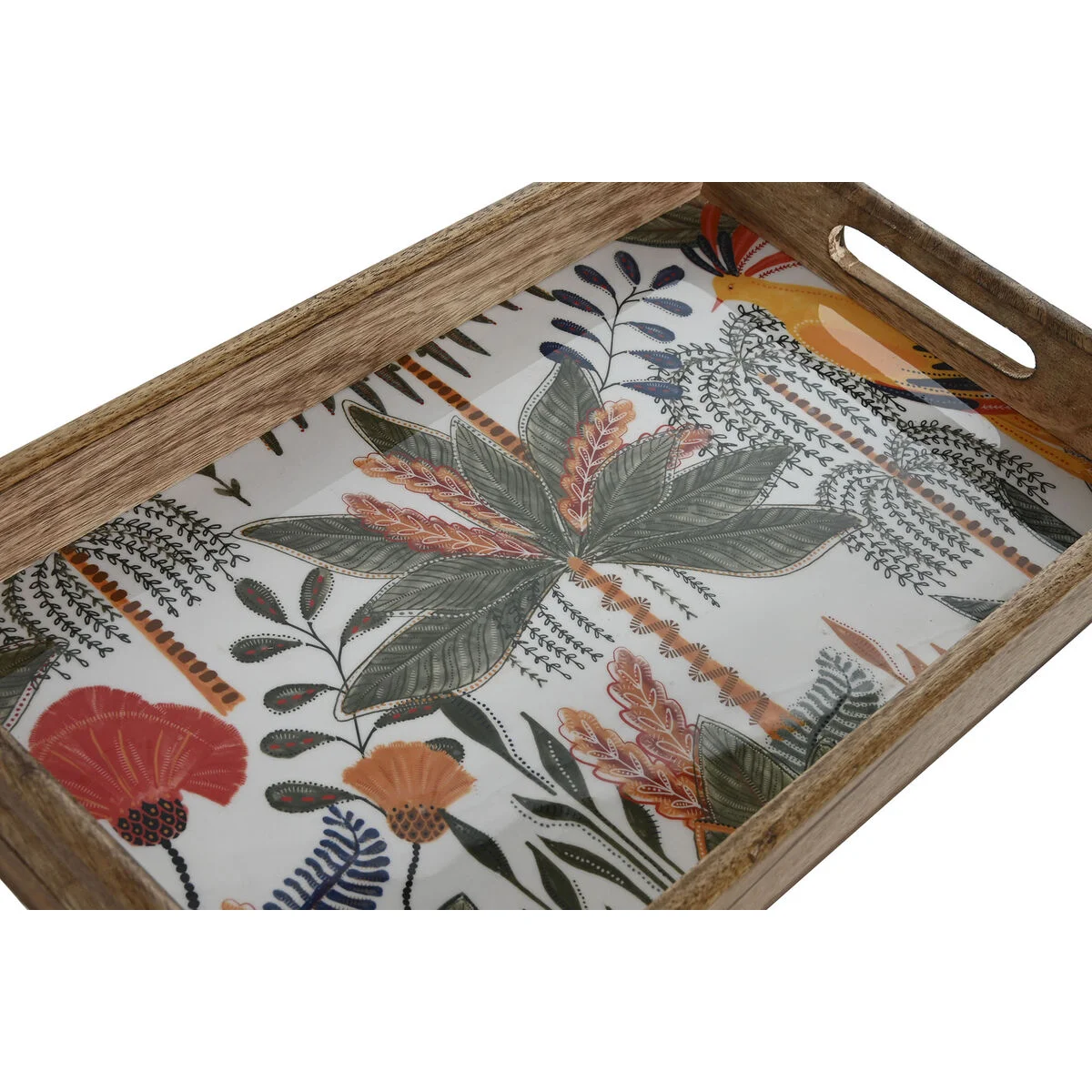 Bandeja de Aperitivos Home ESPRIT Verde Naranja Tropical Decapé 43,5 x 27 x 5,5 cm (2 Unidades)