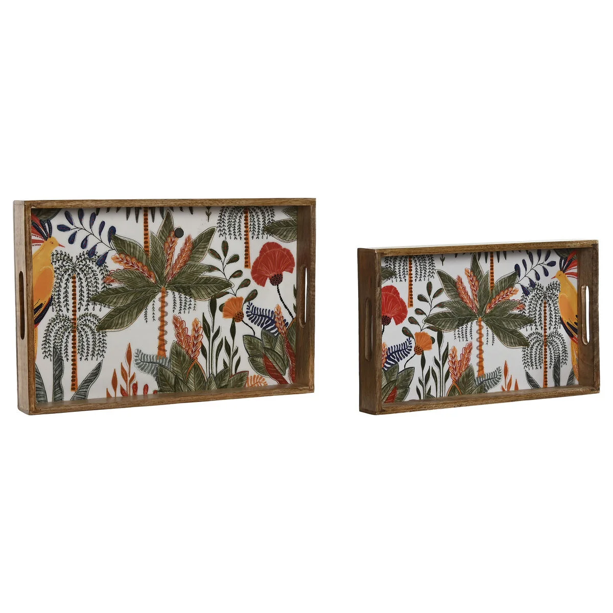 Bandeja de Aperitivos Home ESPRIT Verde Naranja Tropical Decapé 43,5 x 27 x 5,5 cm (2 Unidades)