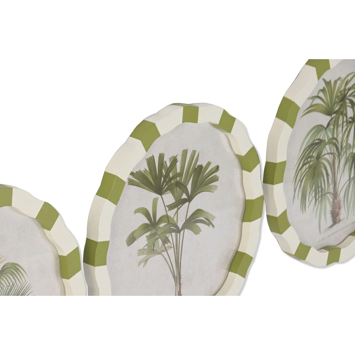 Cuadro Home ESPRIT Blanco Verde Palmeras Tropical 30 x 2 x 30 cm (4 Unidades)