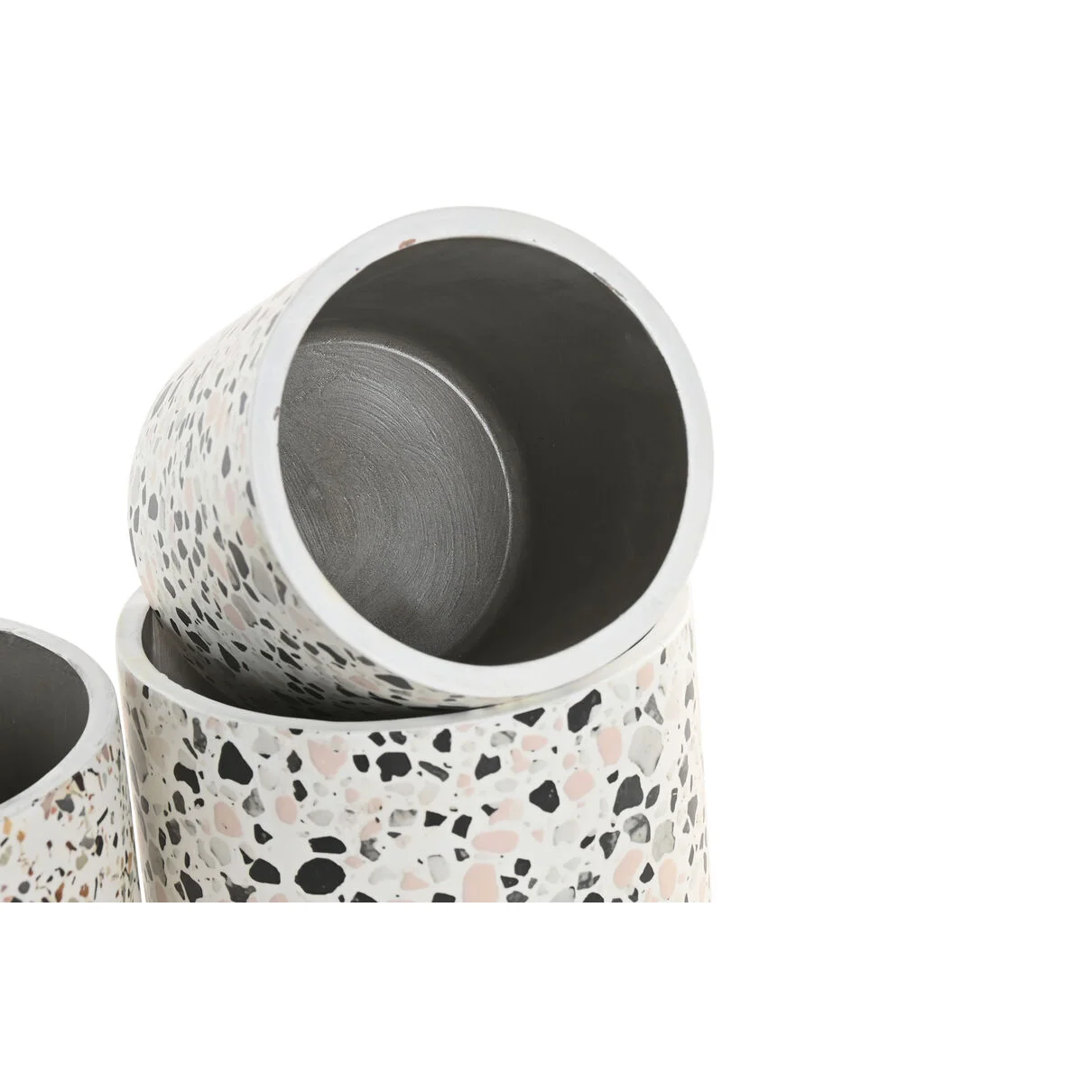 Macetero Home ESPRIT Blanco Multicolor Cemento Urbano 13 x 13 x 13 cm (3 Piezas) (2 Unidades)