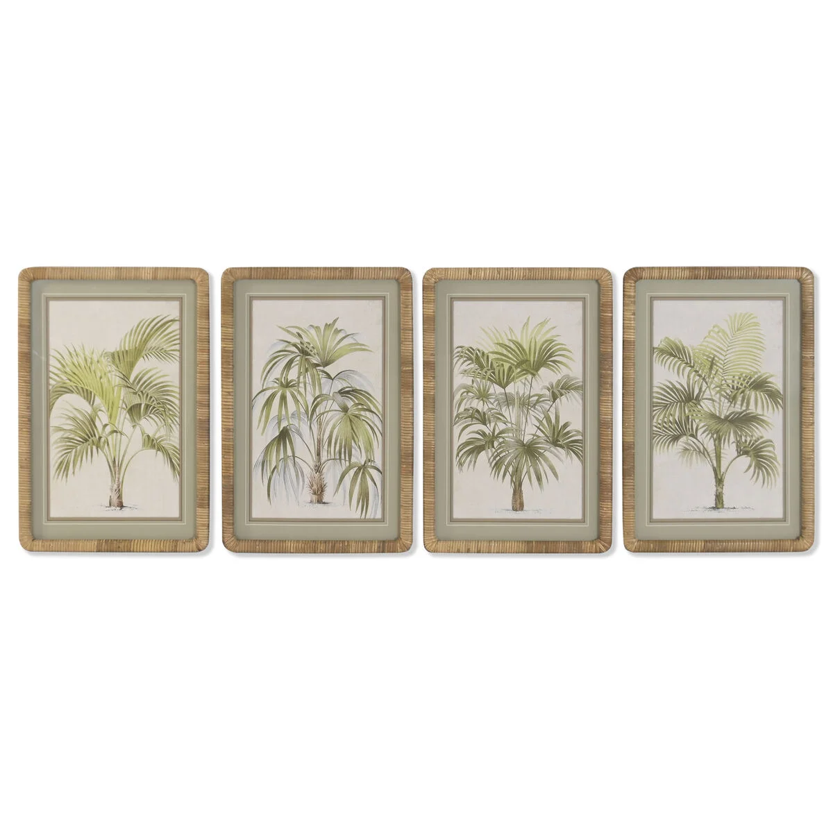 Cuadro Home ESPRIT Verde Natural Palmeras Tropical 40 X 2,5 X 60 CM (4 Unidades)