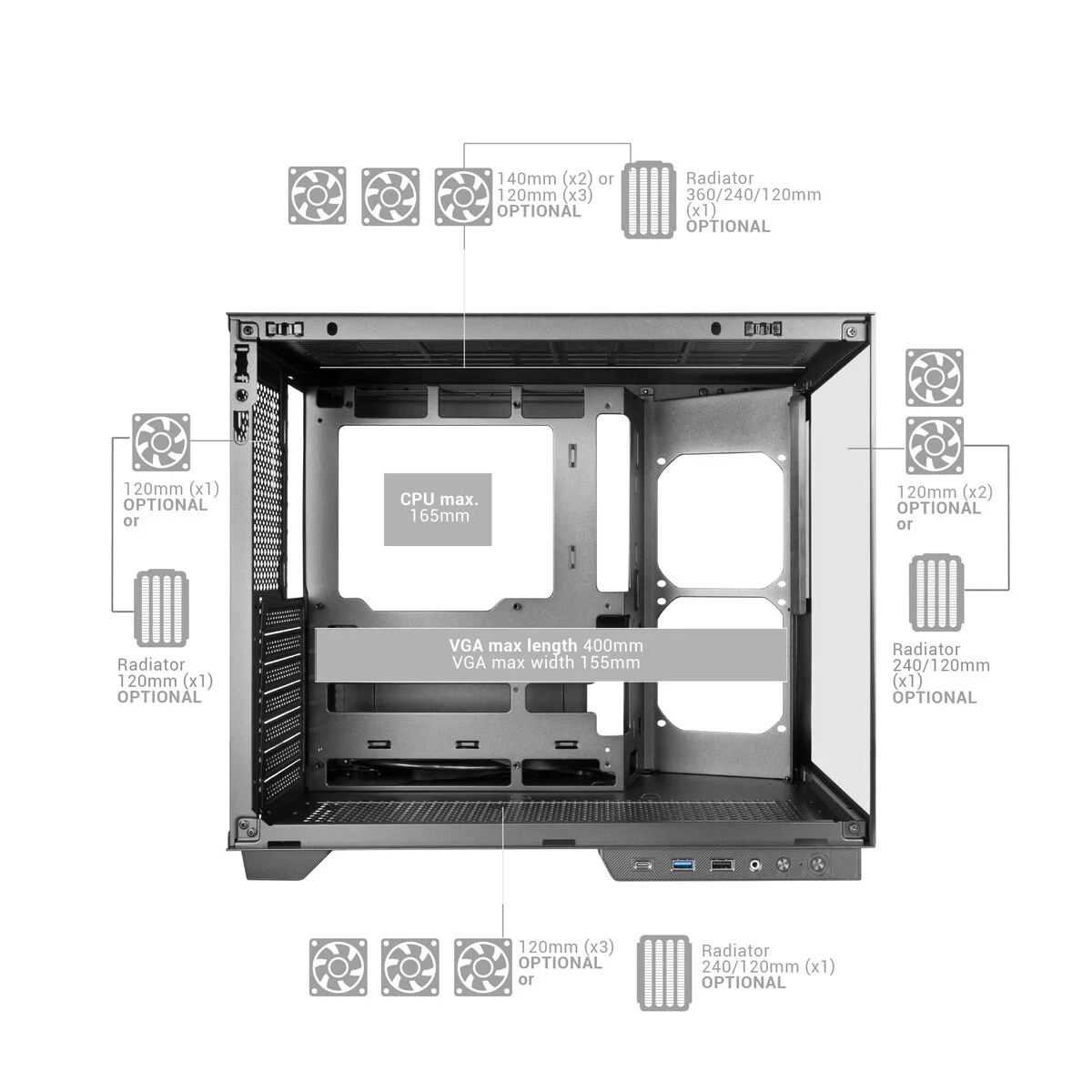 Caja Semitorre ATX Mars Gaming MCMIRAGE Negro
