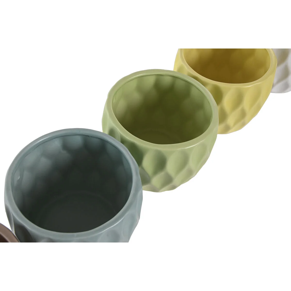 Macetero Home ESPRIT Amarillo Blanco Verde Rosa Dolomita Rombos 12 x 12 x 10 cm (6 Unidades)