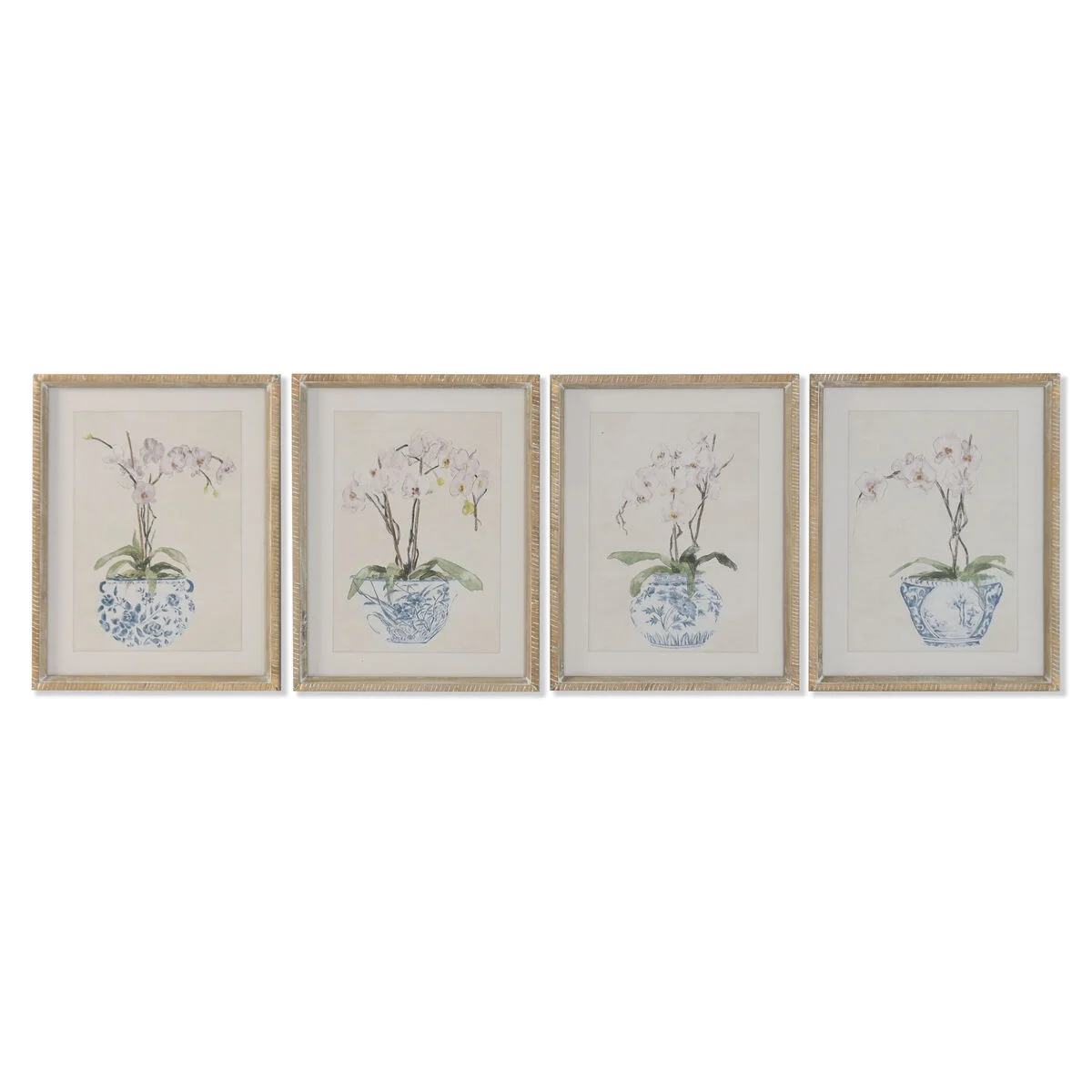 Cuadro Home ESPRIT Azul Blanco Oriental 35 x 2,5 x 45 cm (4 Unidades)