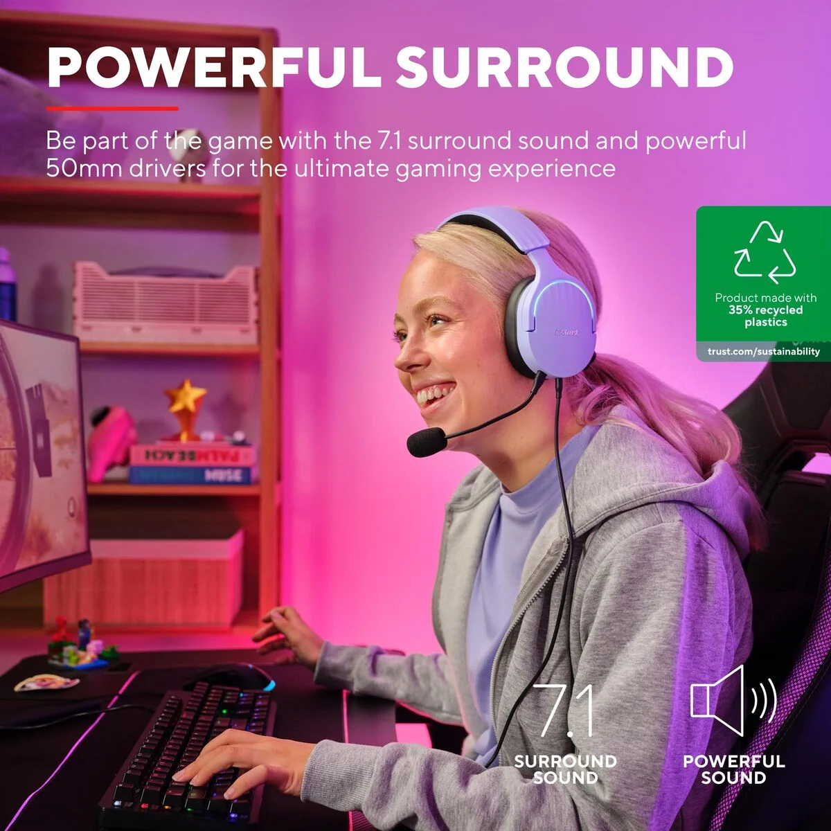 Auriculares con Micrófono Gaming Trust GXT 490 Negro Púrpura