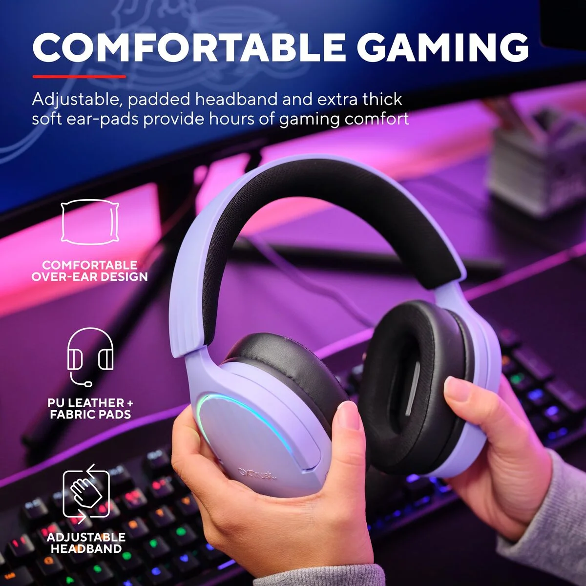 Auriculares con Micrófono Gaming Trust GXT 490 Negro Púrpura
