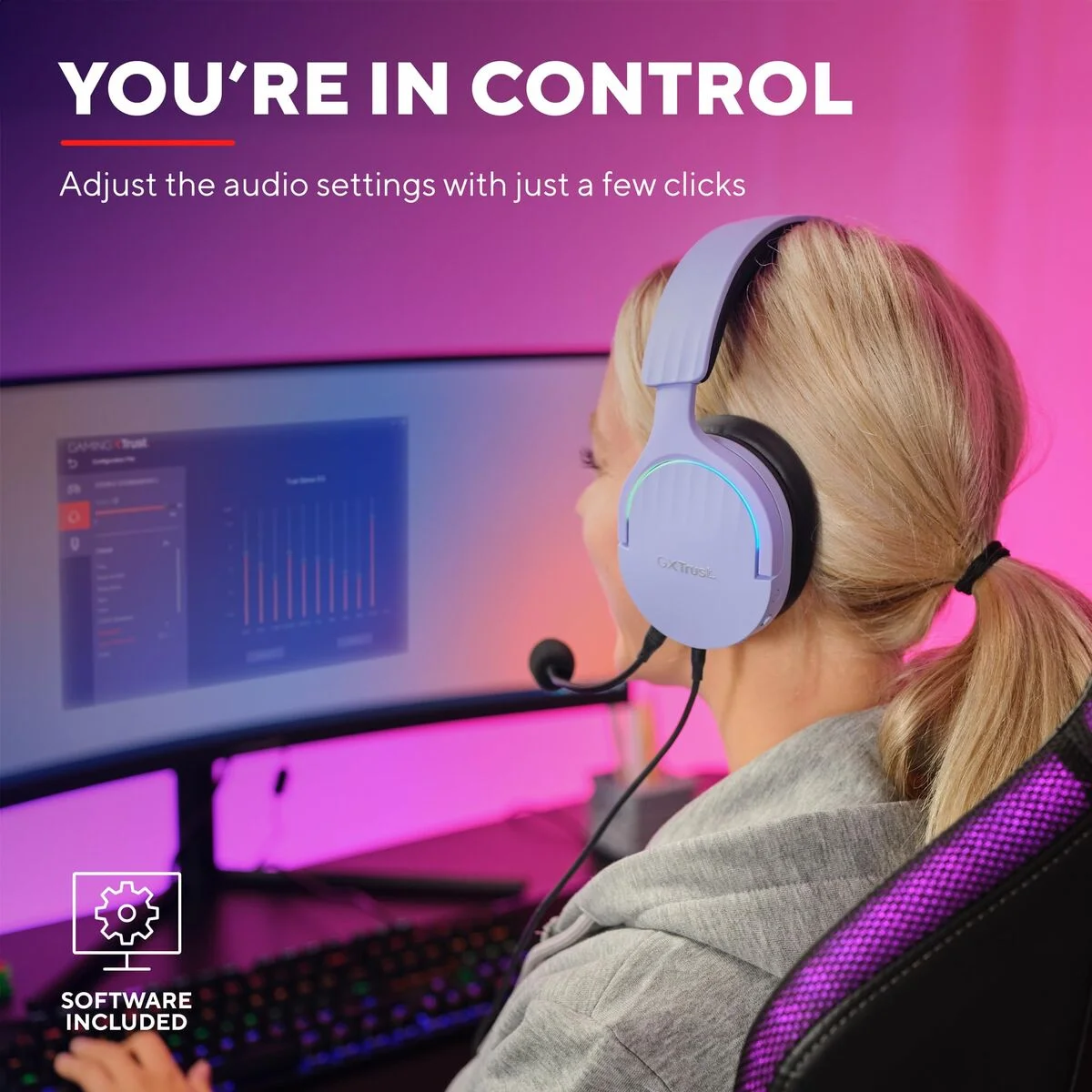 Auriculares con Micrófono Gaming Trust GXT 490 Negro Púrpura