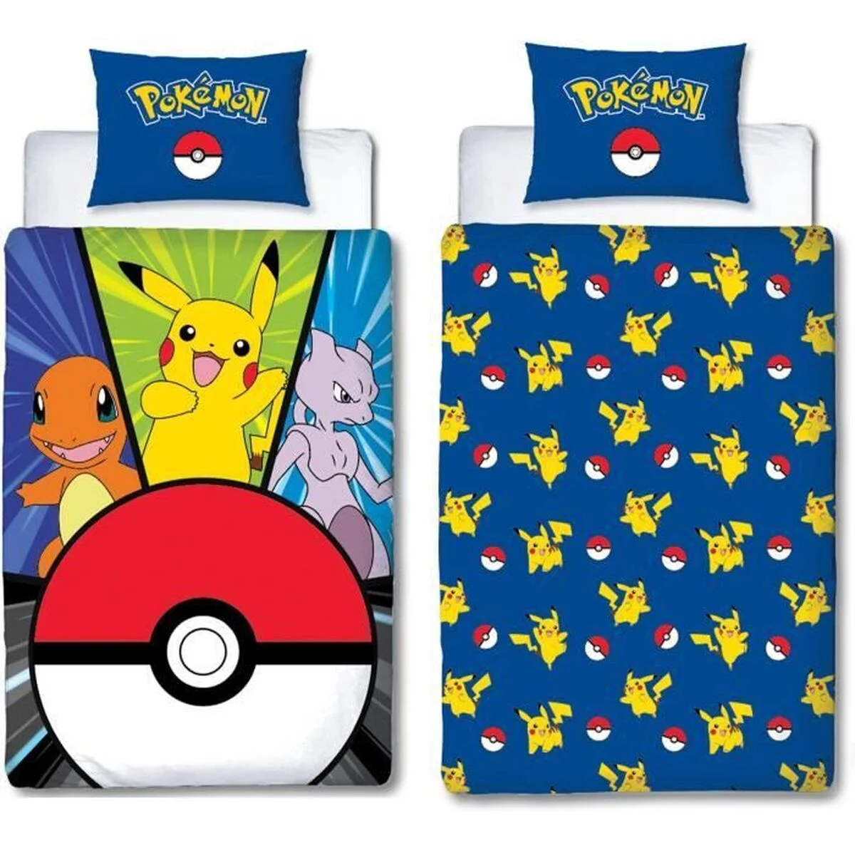 Juego de funda nórdica Pokémon Amarillo Blanco Rojo Cama de 140 2 Piezas