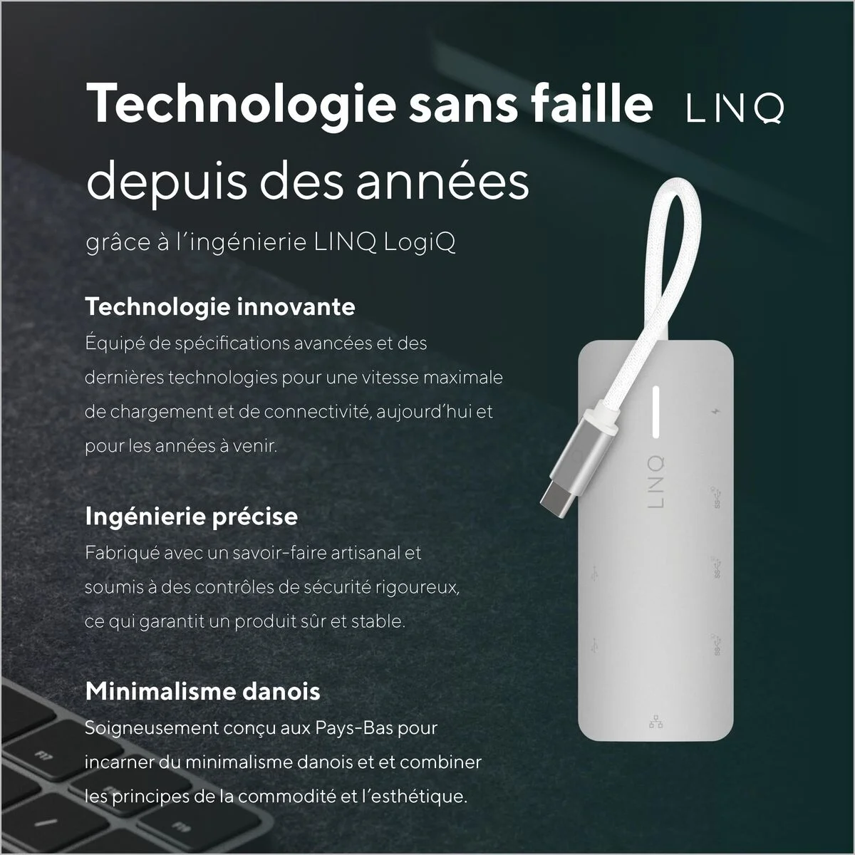 Hub USB Linq Byelements LQ49081PS Blanco Gris