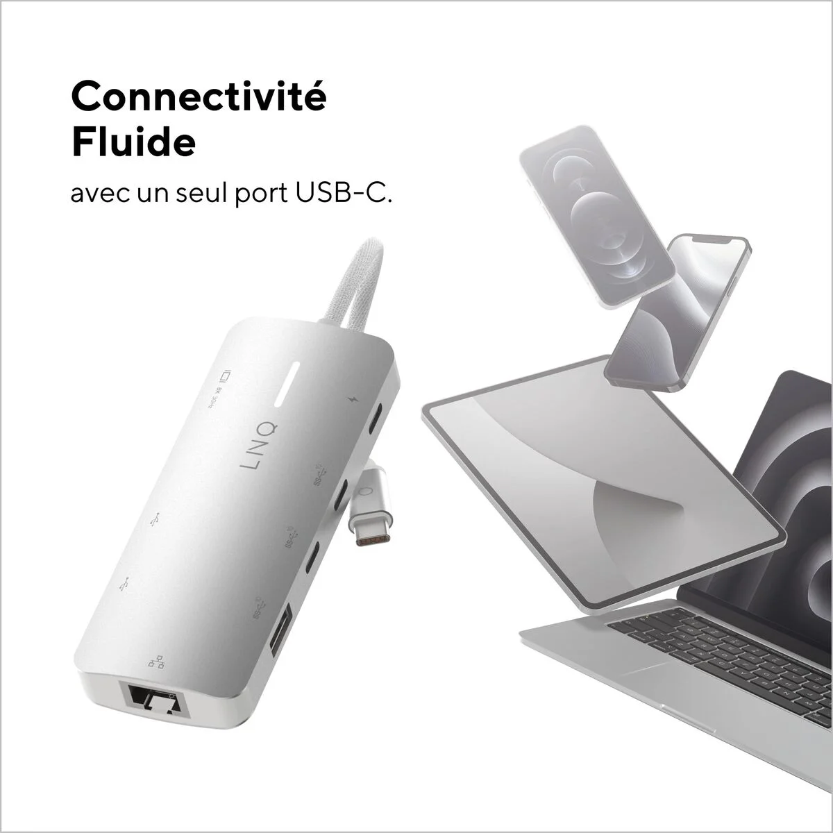 Hub USB Linq Byelements LQ49081PS Blanco Gris