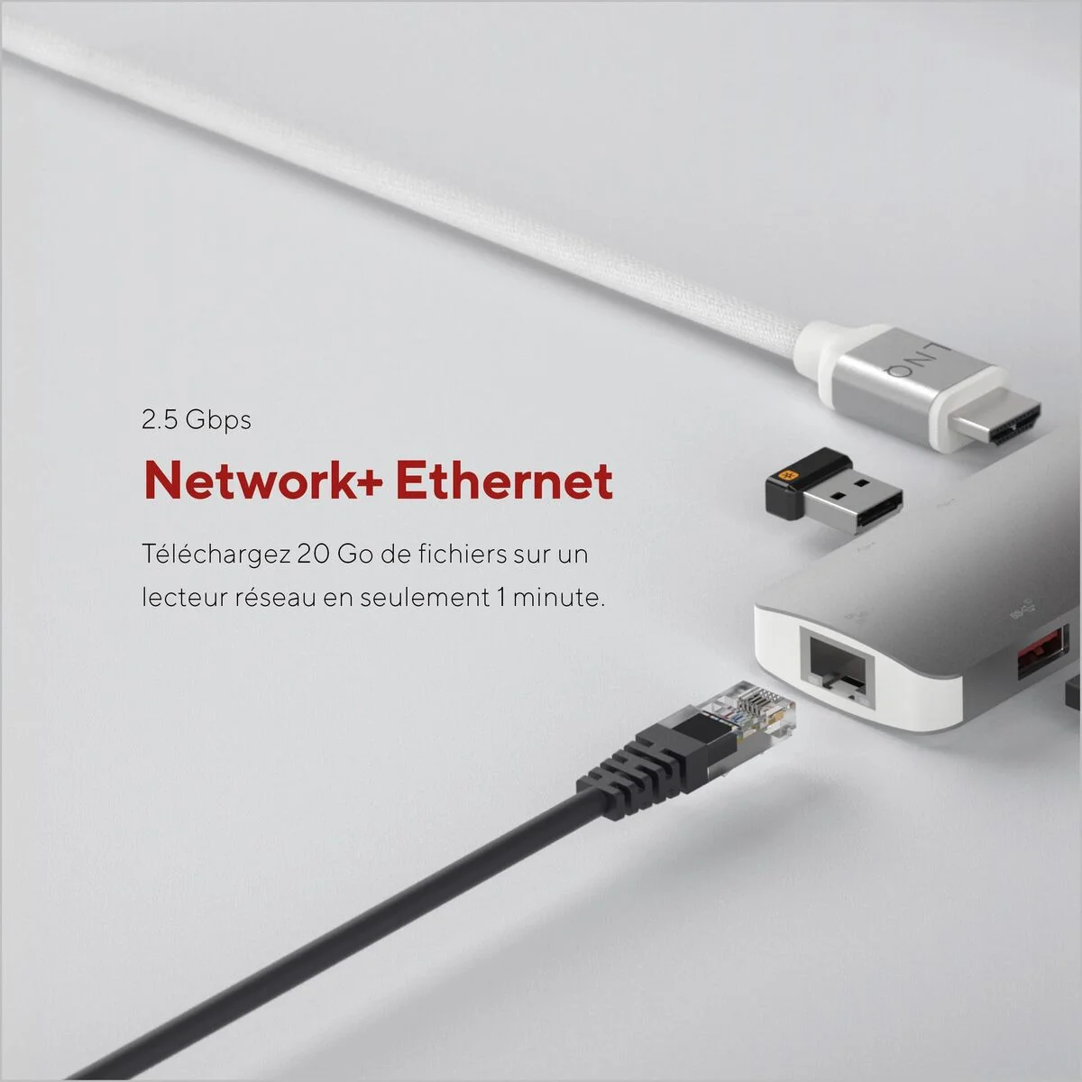 Hub USB Linq Byelements LQ49081PS Blanco Gris