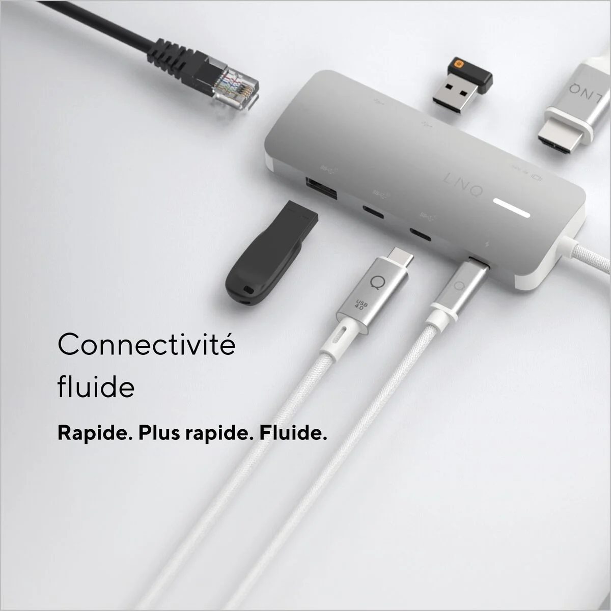 Hub USB Linq Byelements LQ49081PS Blanco Gris