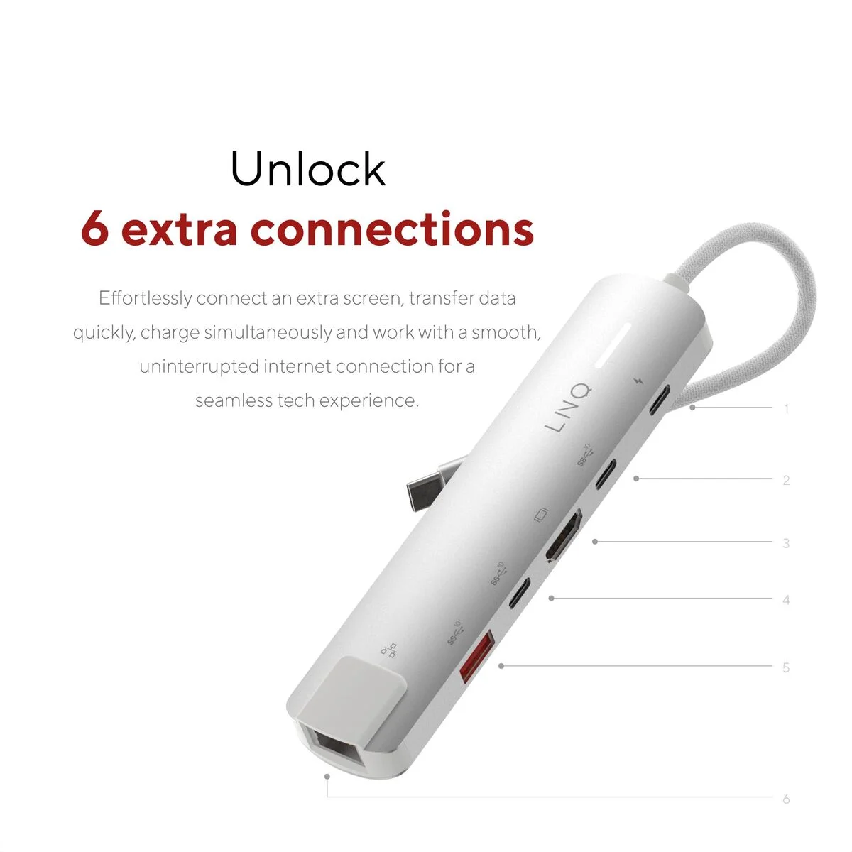 Hub USB Linq Byelements LQ49061 Blanco Gris