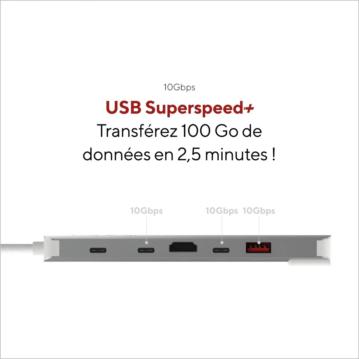Hub USB Linq Byelements LQ49061 Blanco Gris