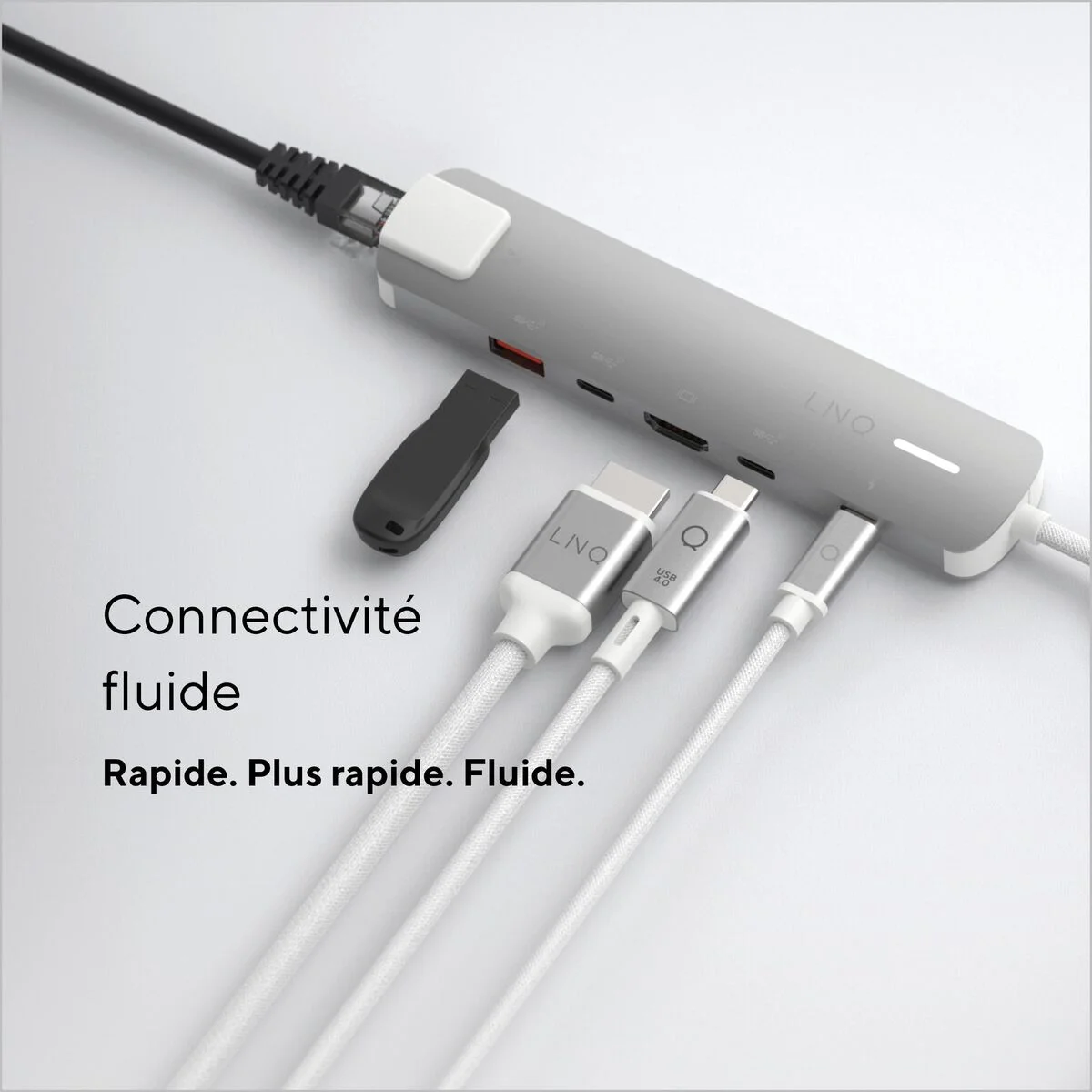 Hub USB Linq Byelements LQ49061 Blanco Gris