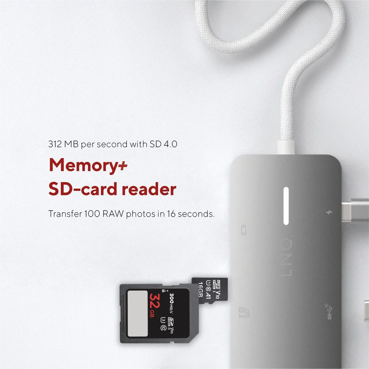 Hub USB Linq Byelements LQ49081 Blanco Gris