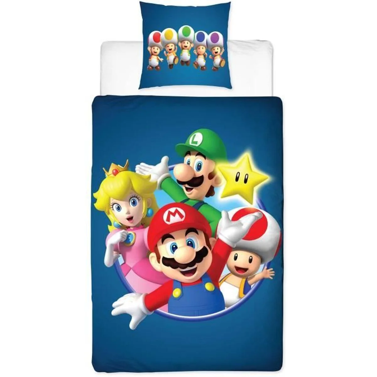 Juego de funda nórdica Mario Bros 25 x 4 x 30 cm Azul Cama de 140 2 Piezas