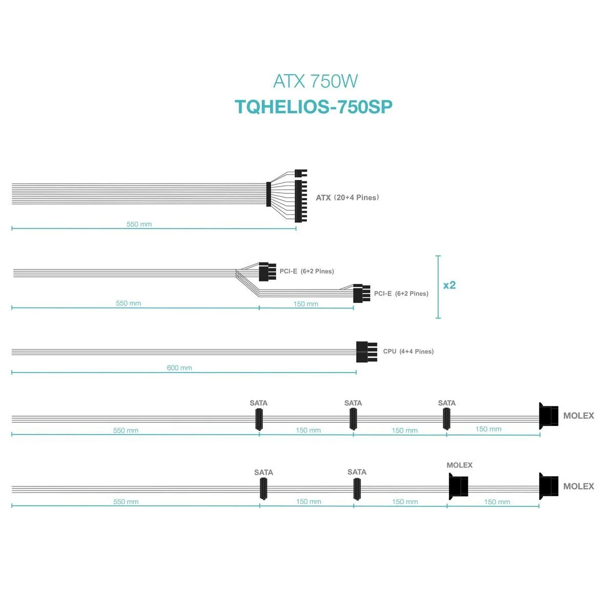 Monitor TooQ TQHELIOS-750SP ATX 750 W 80 Plus Bronze