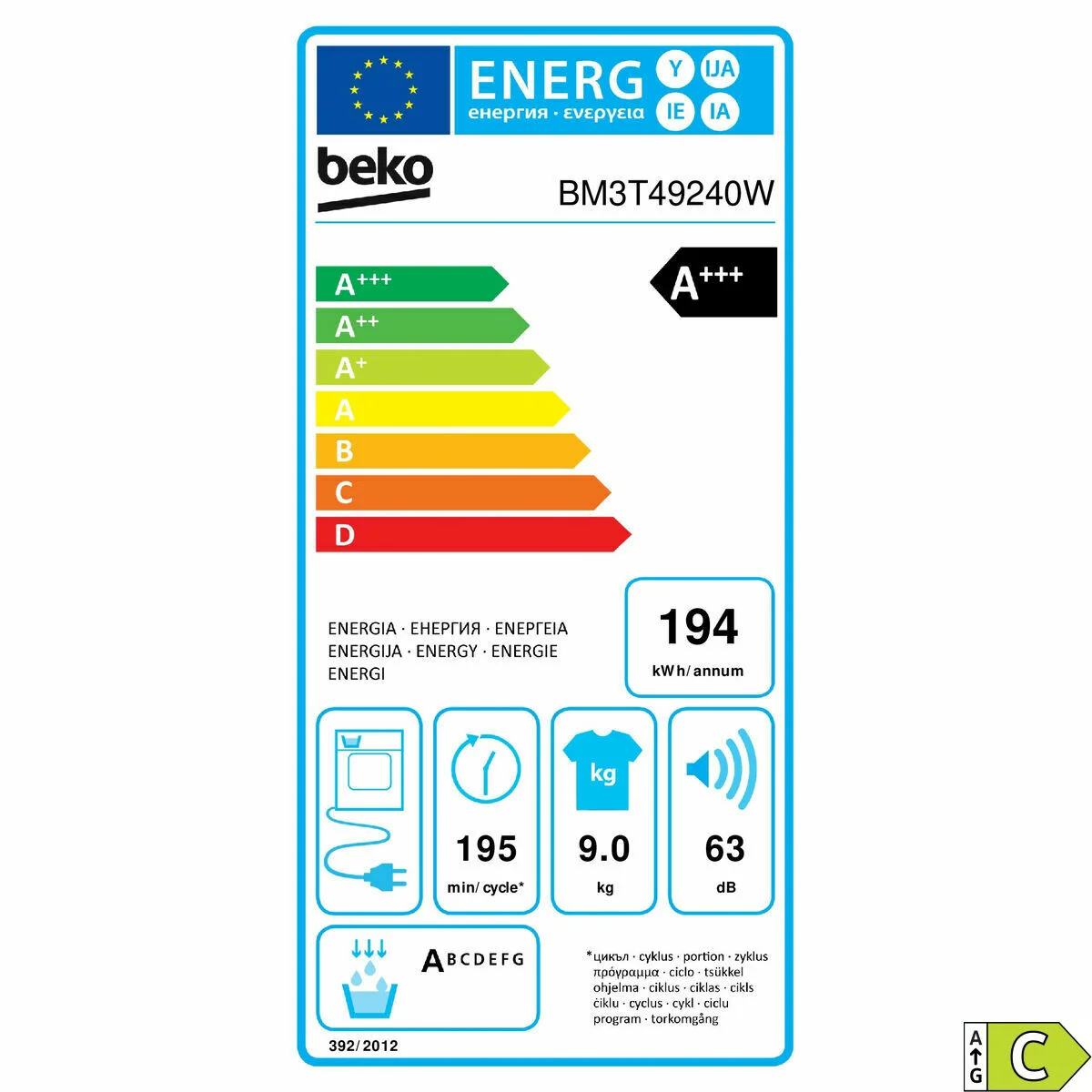 Secadora BEKO BM3T49240W 9 kg