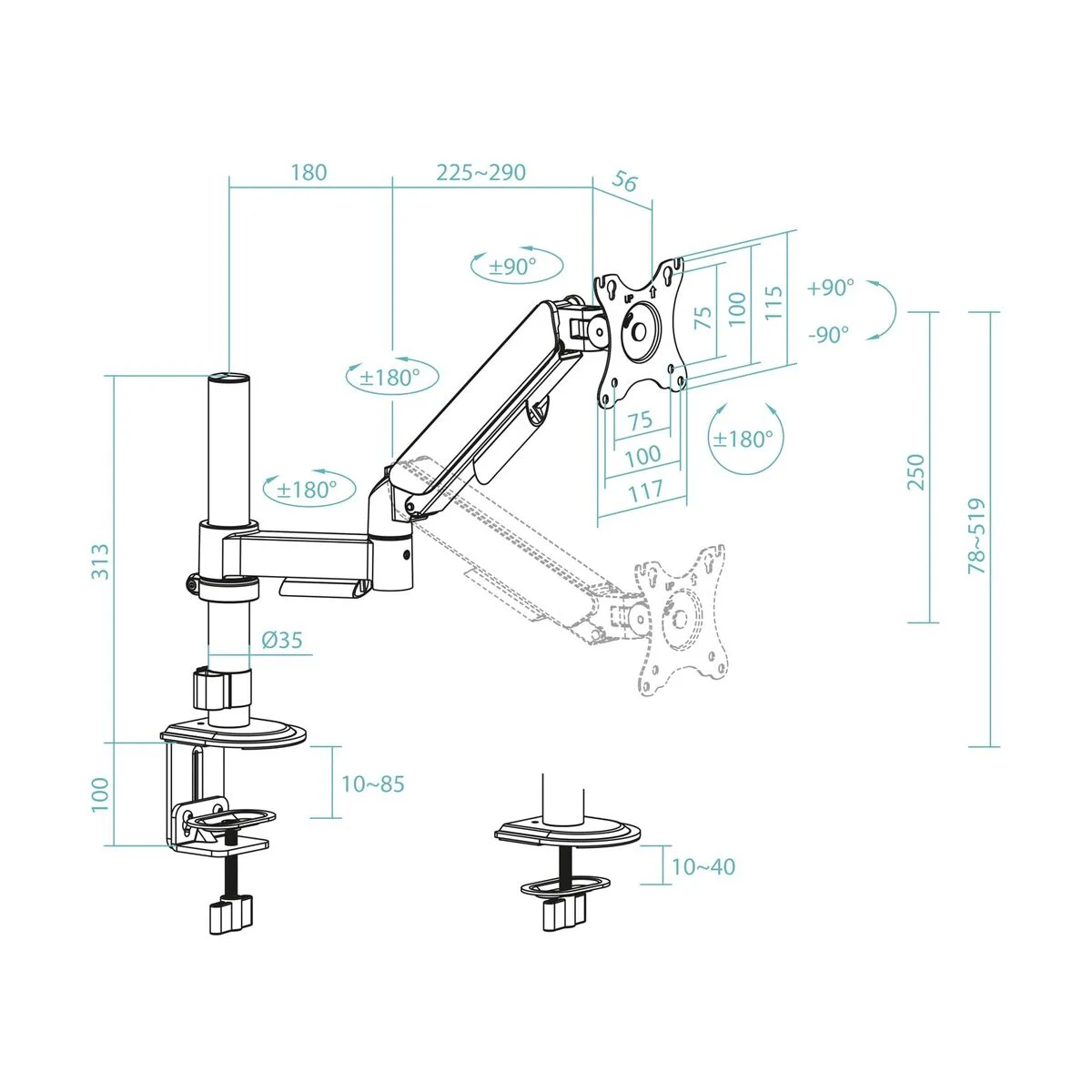 Monitor Gaming TooQ DB1532TNR-B 17"-32"