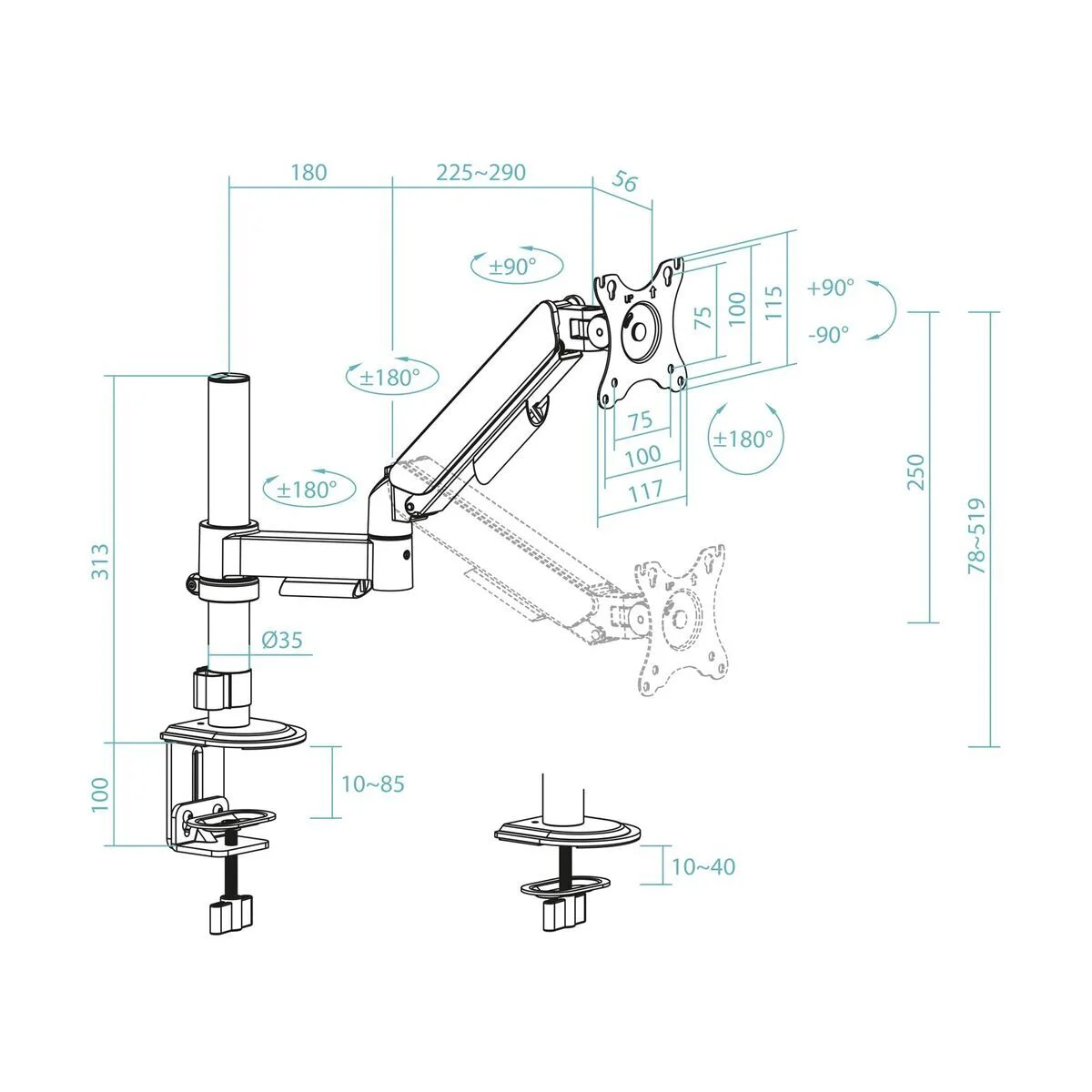 Monitor Gaming TooQ DB1532TNR-B 17"-32"