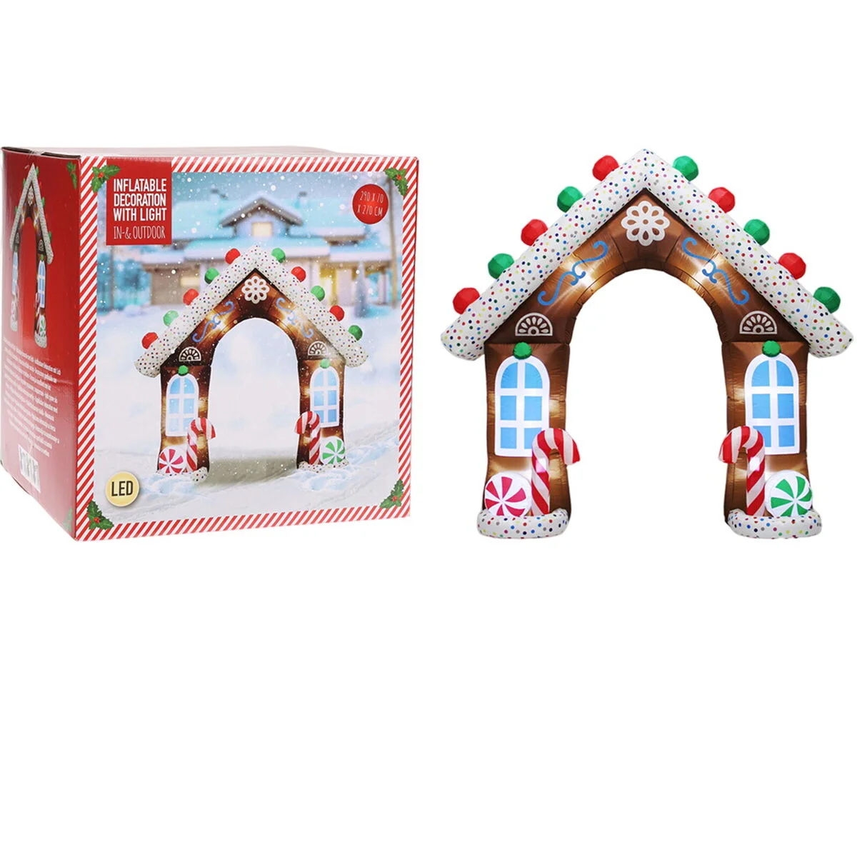 Adorno Navideño Lifetime Multicolor Casita Caramelos 290 x 70 x 270 cm Hinchable