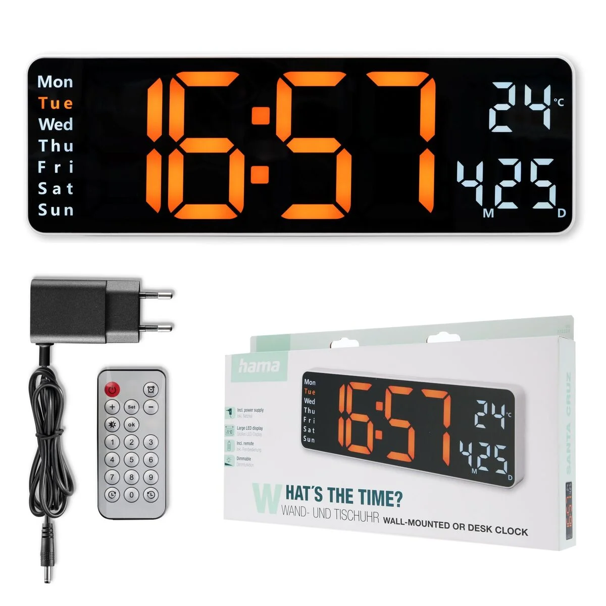 Reloj de Pared con Termómetro Hama 00222224 Blanco Negro