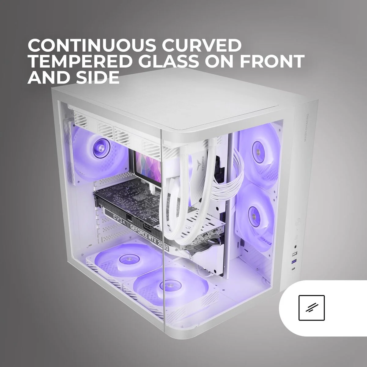 Caja Semitorre ATX Mars Gaming MCCURVW Blanco