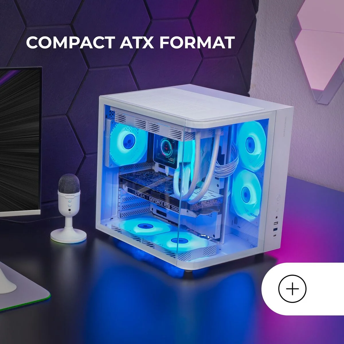 Caja Semitorre ATX Mars Gaming MCCURVW Blanco