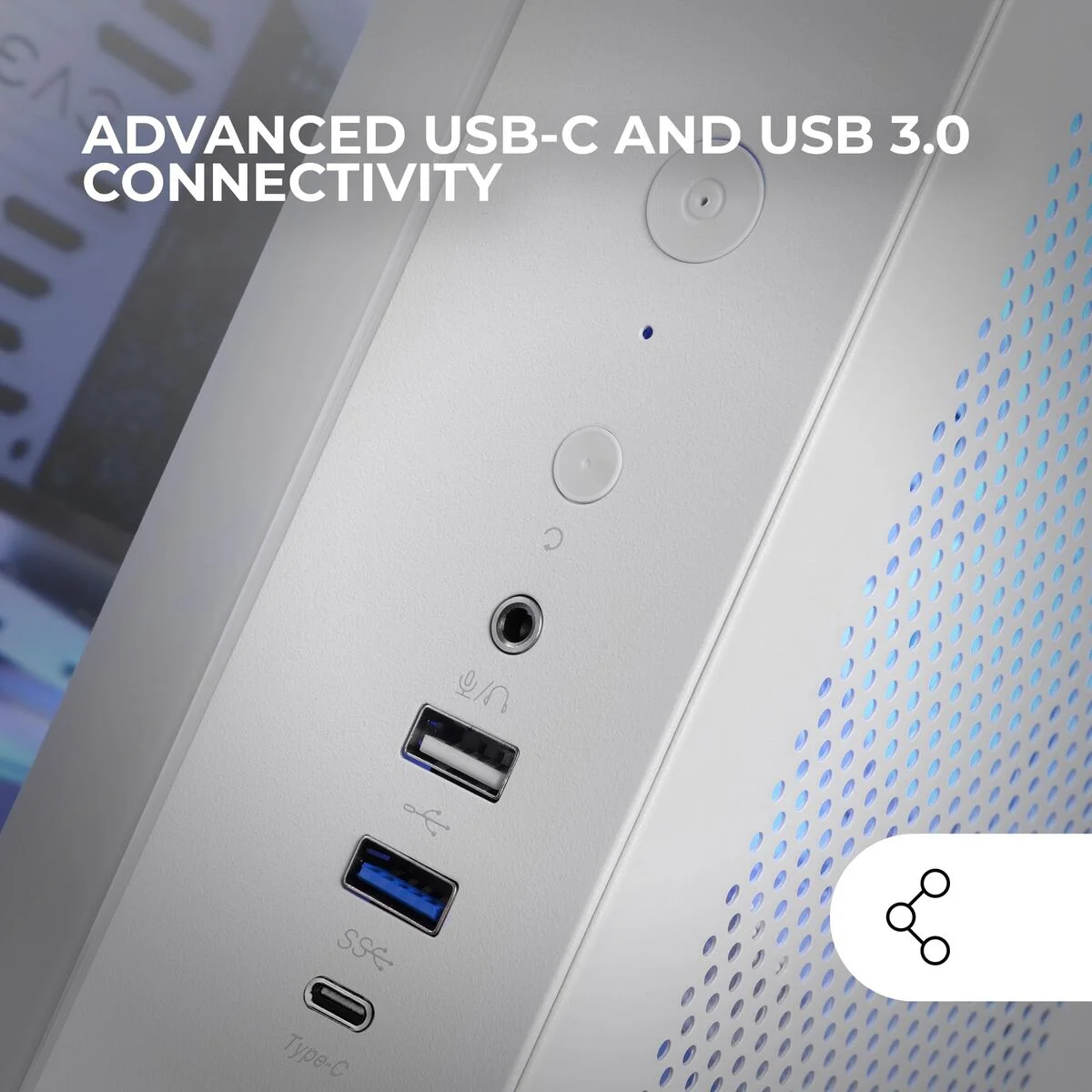 Caja Semitorre ATX Mars Gaming MCCURVW Blanco