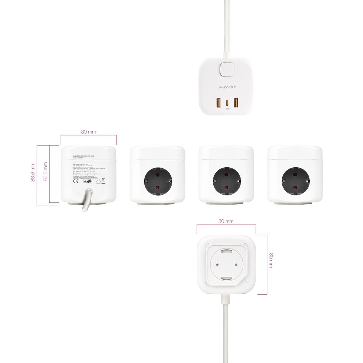 Regleta NANOCABLE 10.37.0011 Blanco (1,4 m)