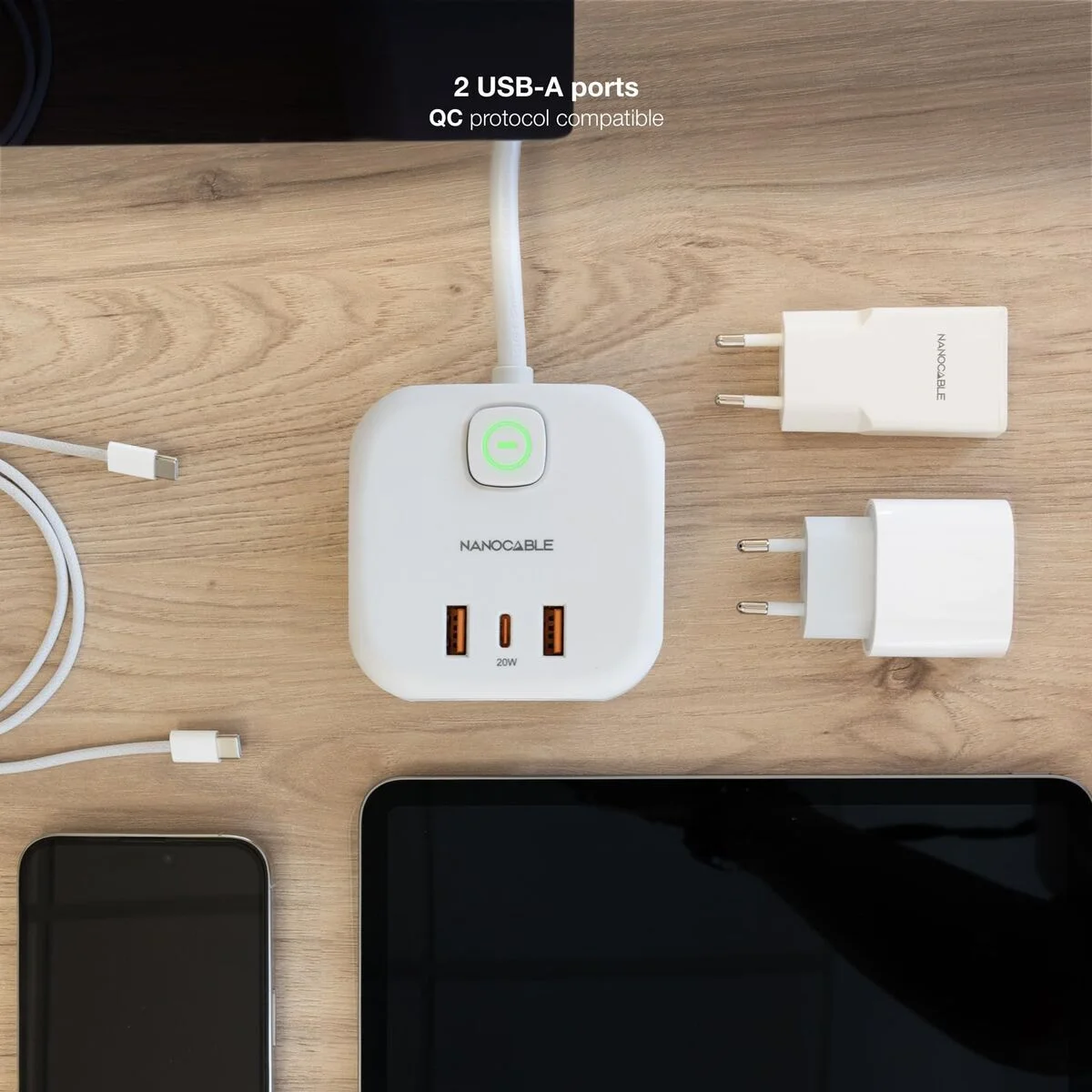 Regleta NANOCABLE 10.37.0011 Blanco (1,4 m)