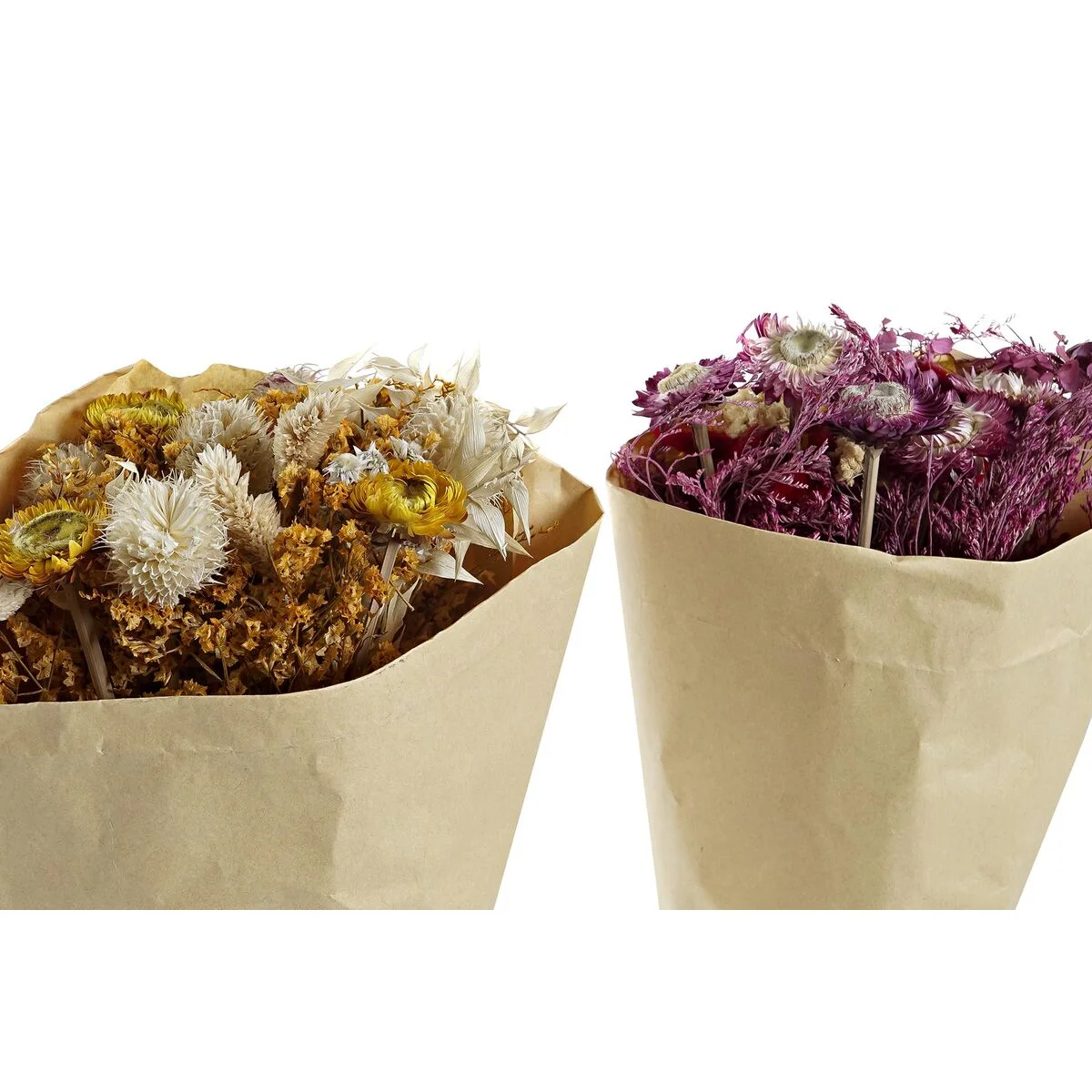 Ramo DKD Home Decor Fucsia Amarillo Flor seca (20 x 12 x 50 cm) (2 Unidades)