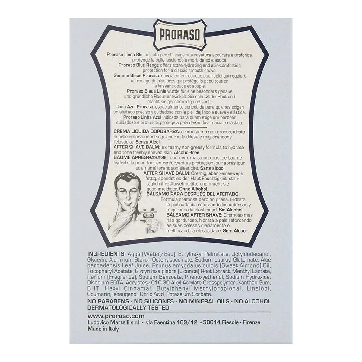 Bálsamo Aftershave Proraso Blue E 100 ml