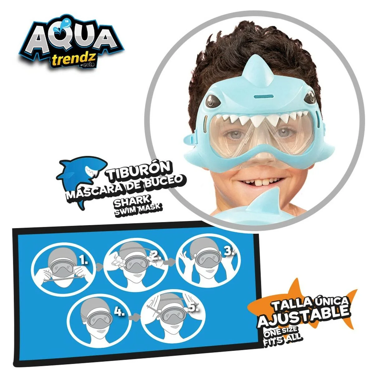 Set de pistola de agua y máscara de buceo Eolo Tiburón 18 x 15 x 8,5 cm (4 Unidades)