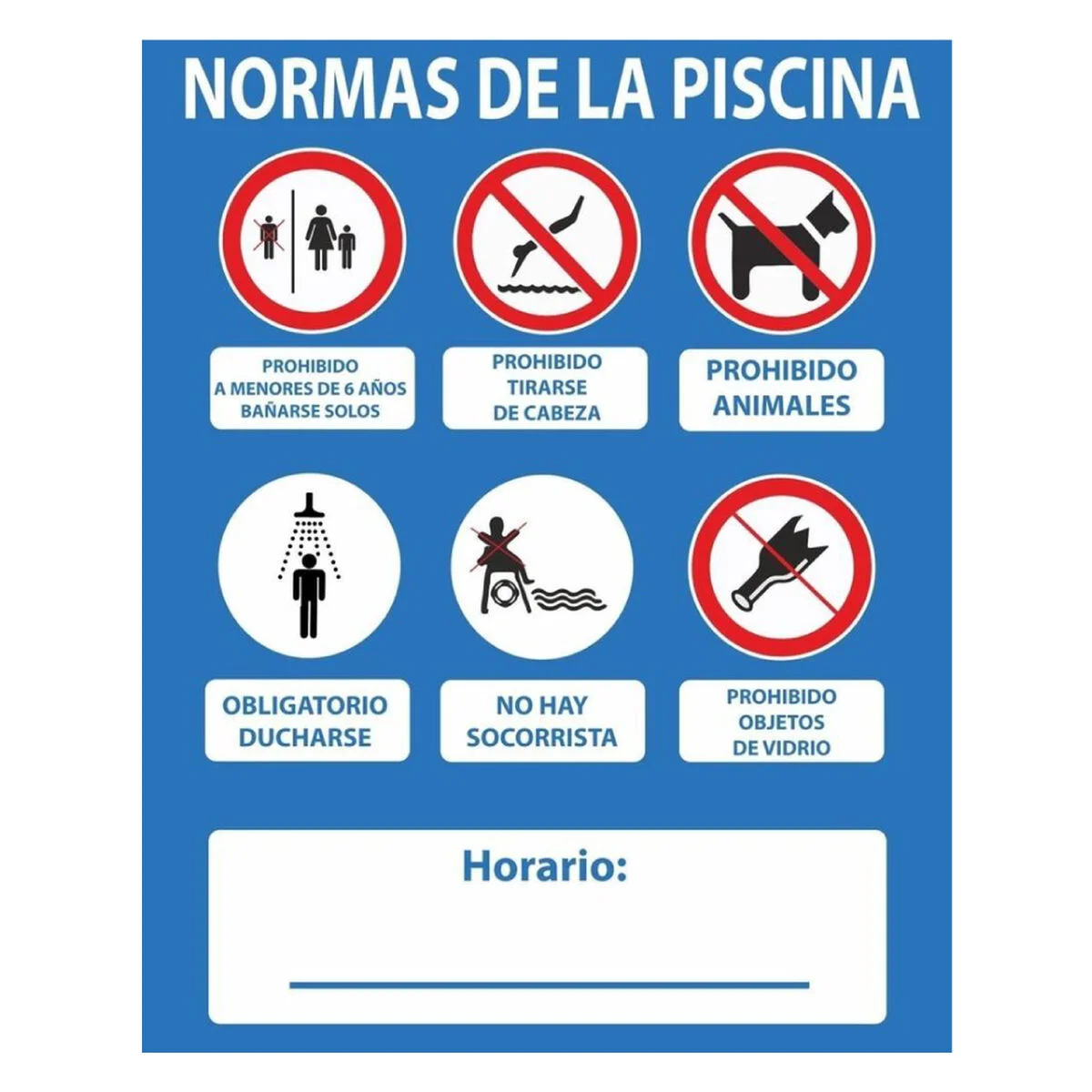 Cartel Normaluz PVC 50 x 40 cm Piscina
