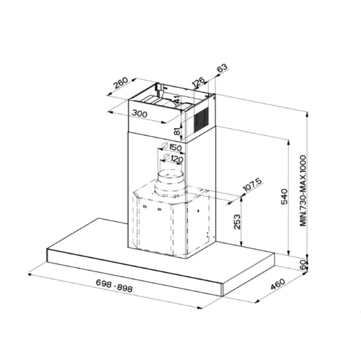 Campana Convencional Mepamsa Stilo 70 288 W 690 m3/h 70 cm Acero